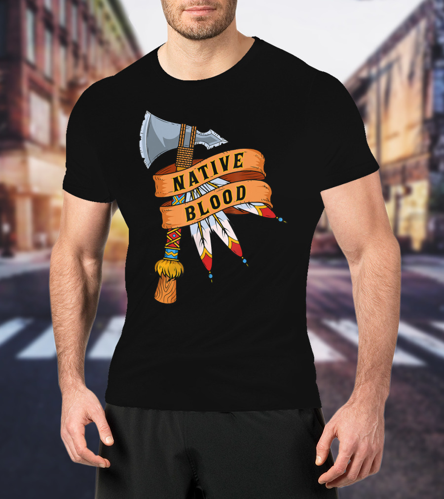 Native Blood Tribal Tomahawk Pride T-Shirt