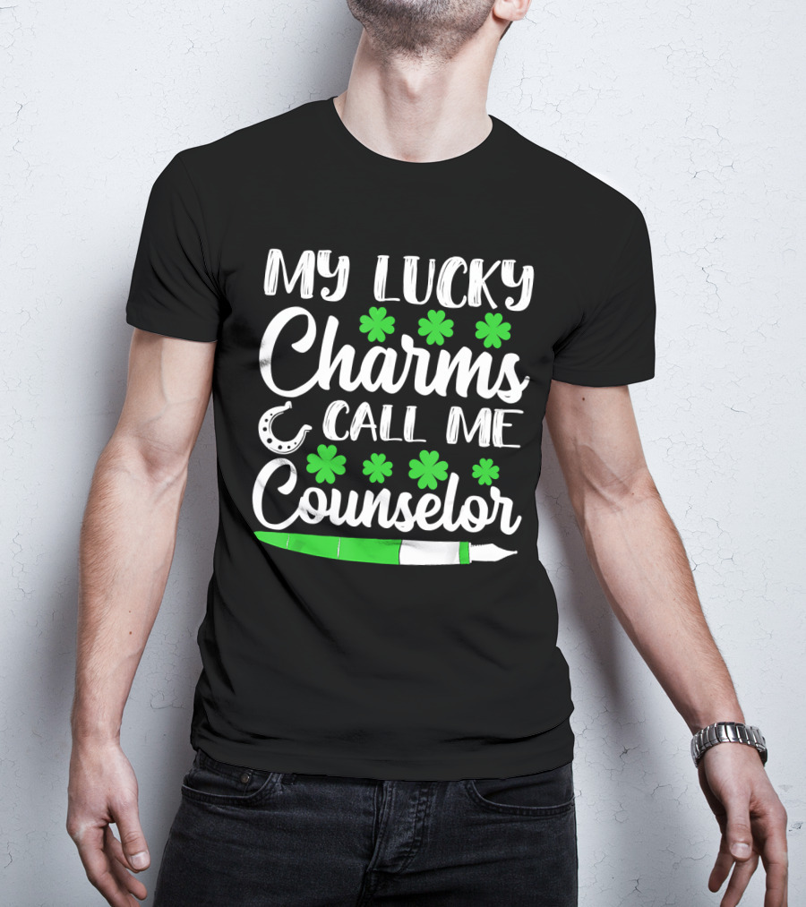 My Lucky Charms Call Me Counselor St Patricks Shamrocks Horseshoe T-Shirt