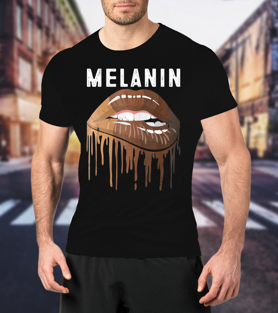 Melanin Dripping Lips Art Black History African American Pride T-Shirt