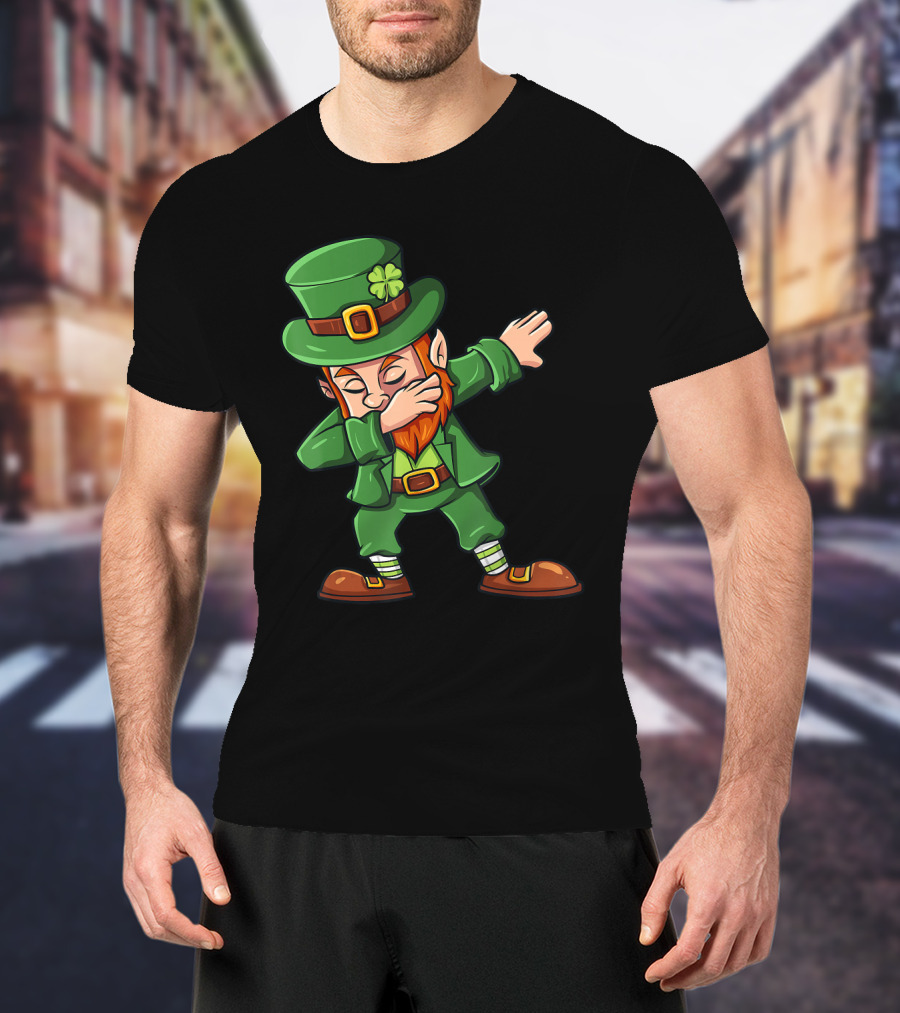 St Patricks Day Dabbing Leprechaun Irish Lucky Clover T-Shirt
