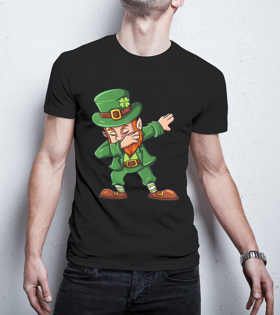 St Patricks Day Dabbing Leprechaun Irish Lucky Clover T-Shirt