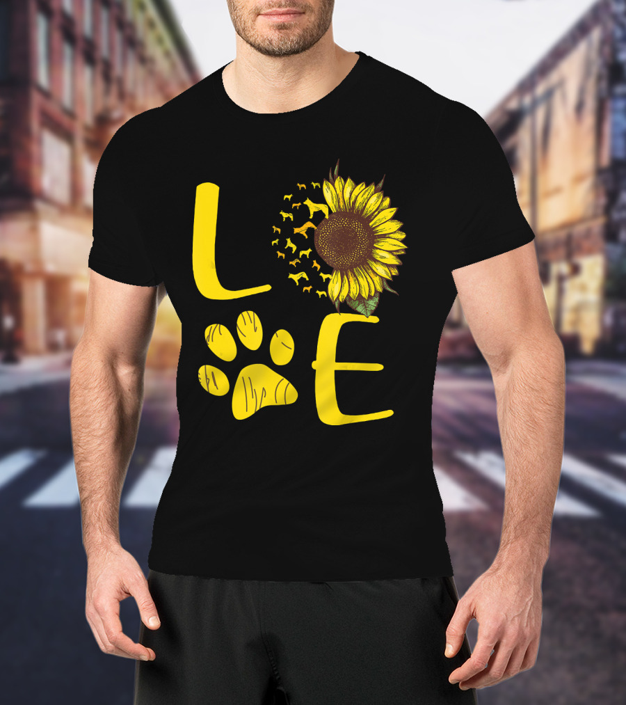 LOVE Australian Cattle Dog Paw Sunflower T-Shirt