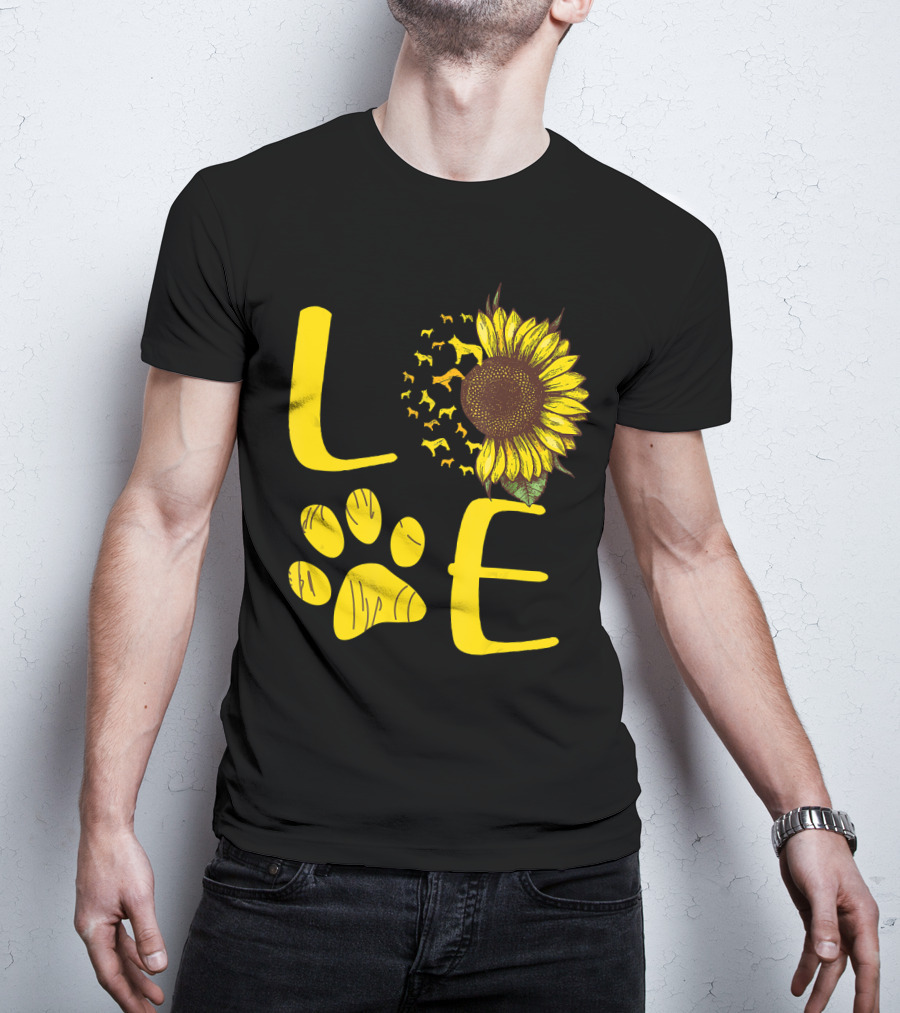 LOVE Australian Cattle Dog Paw Sunflower T-Shirt
