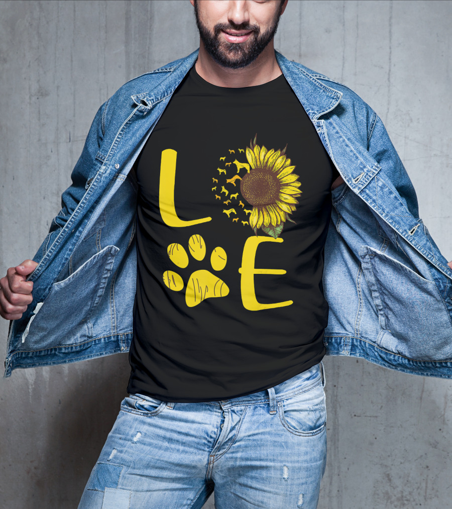LOVE Australian Cattle Dog Paw Sunflower T-Shirt