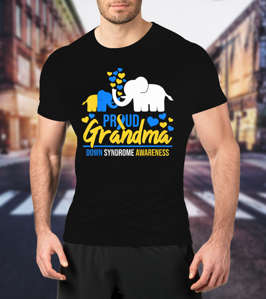 Proud Grandma Down Syndrome Awareness Elephant Hearts T-Shirt