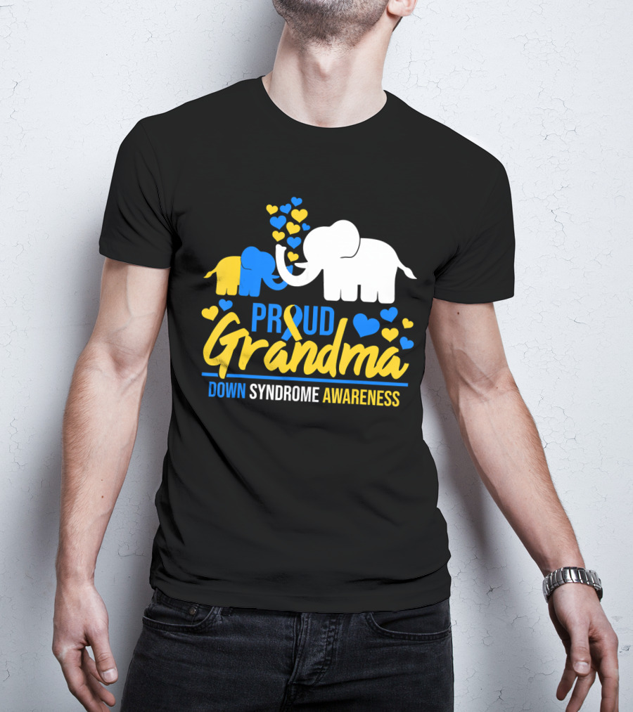 Proud Grandma Down Syndrome Awareness Elephant Hearts T-Shirt