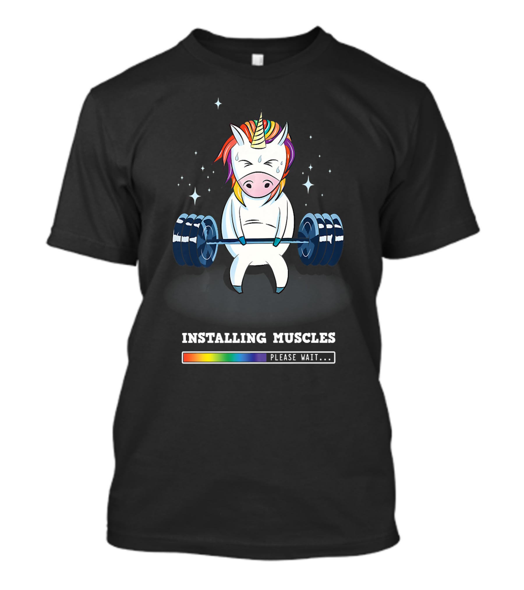 Installing Muscles Please Wait Weightlifting Unicorn Fitness T-Shirt