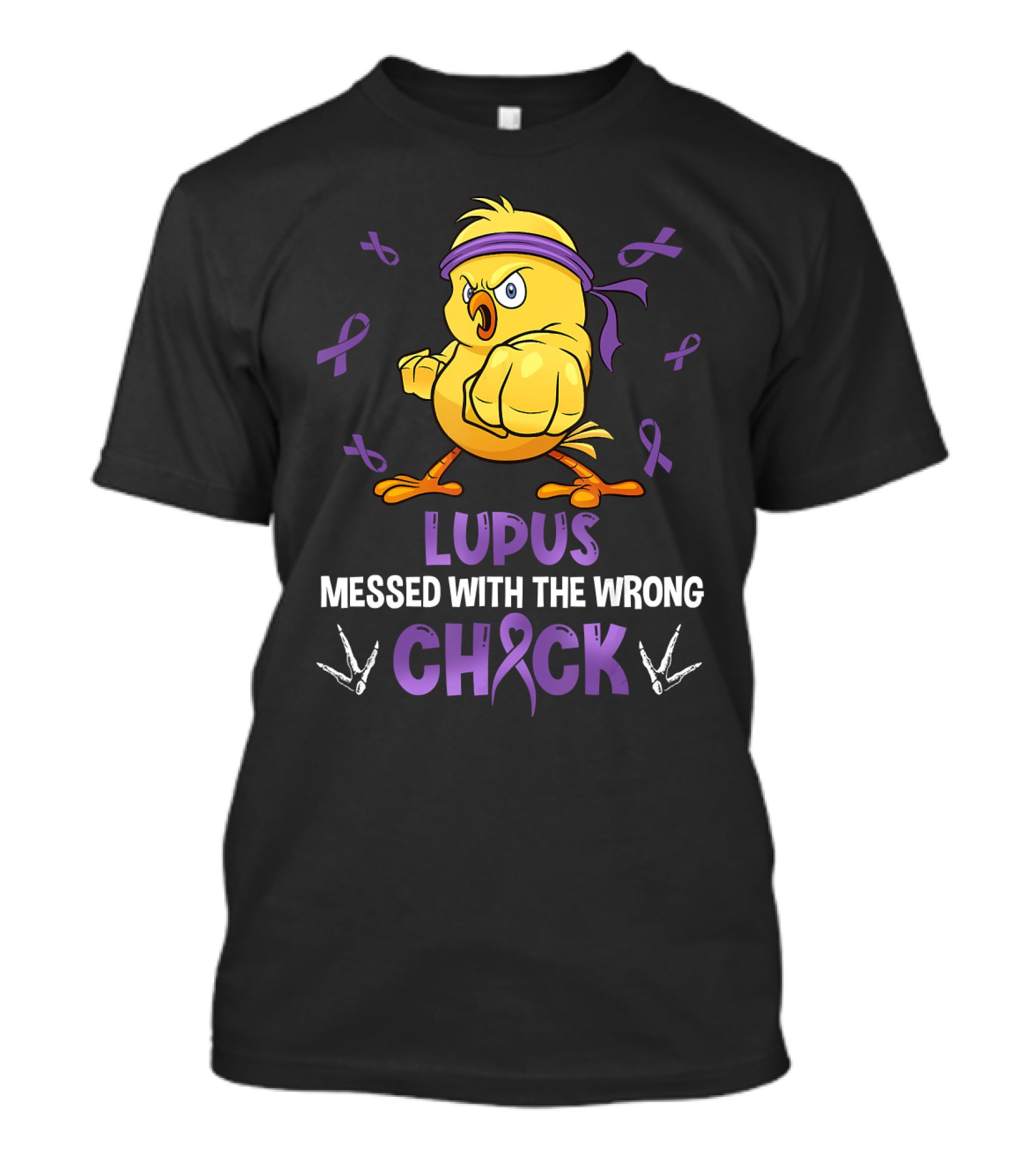 Lupus Messed With The Wrong Chick Purple Ribbon Fighting Bird T-Shirt