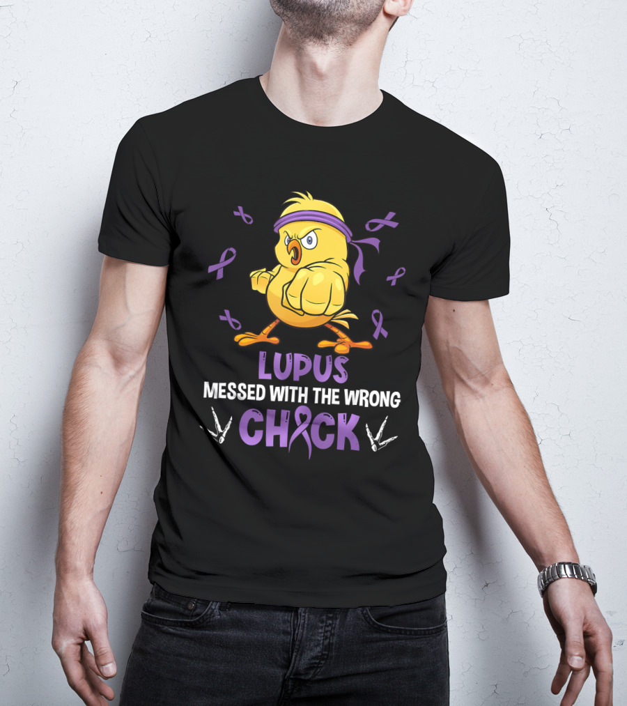 Lupus Messed With The Wrong Chick Purple Ribbon Fighting Bird T-Shirt