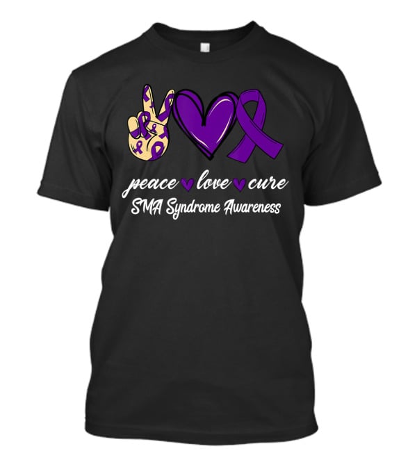 Peace Love Cure SMA Syndrome Awareness Purple T-Shirt
