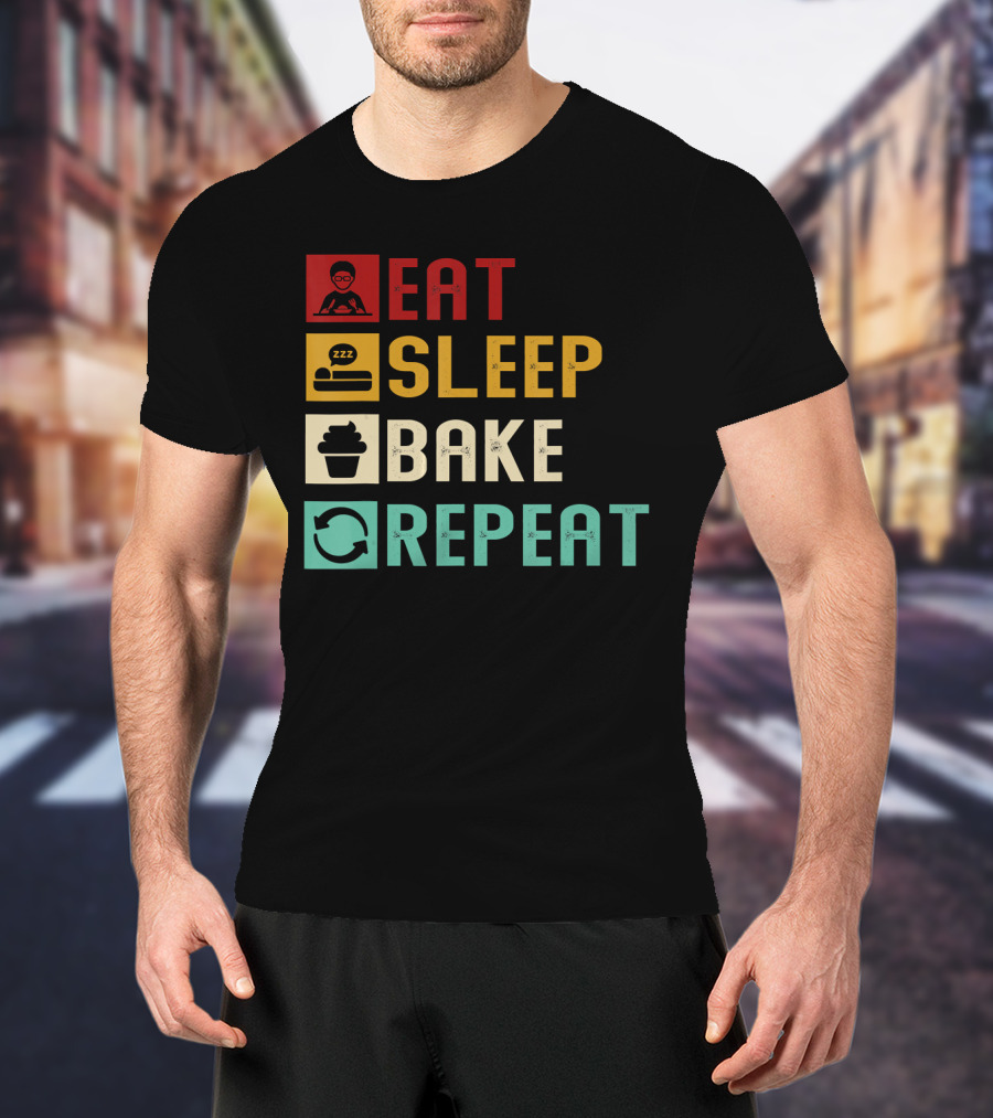 Eat Sleep Bake Repeat Vintage Baking Baker T-Shirt