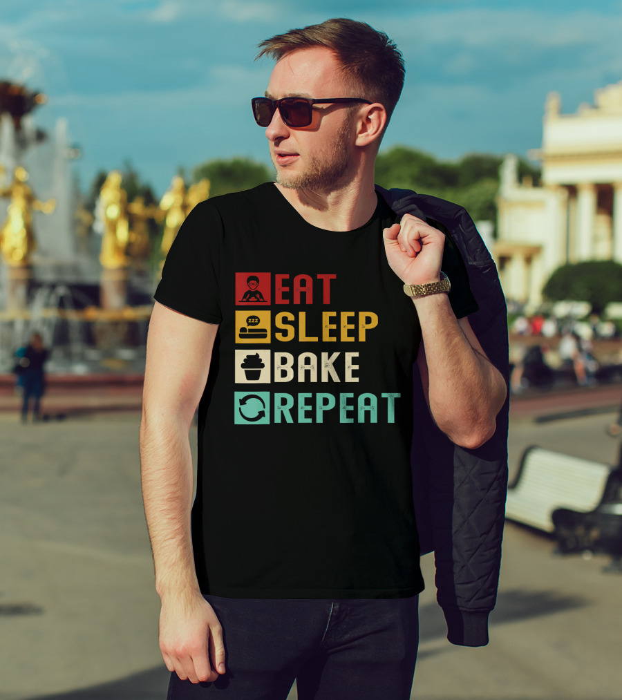 Eat Sleep Bake Repeat Vintage Baking Baker T-Shirt