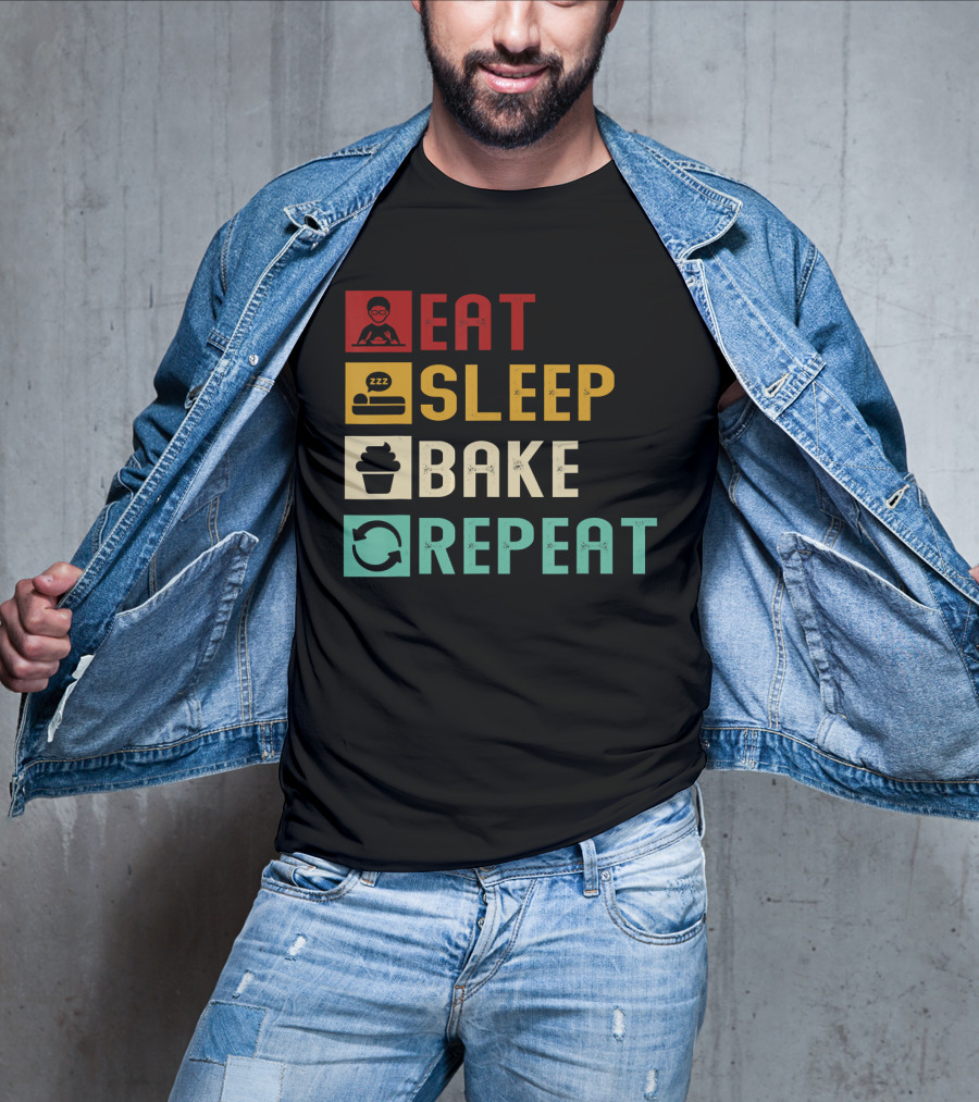 Eat Sleep Bake Repeat Vintage Baking Baker T-Shirt