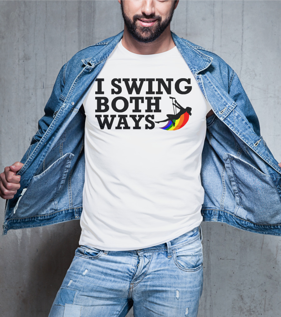 I Swing Both Ways Funny Gay Pride Rainbow Swing T-Shirt