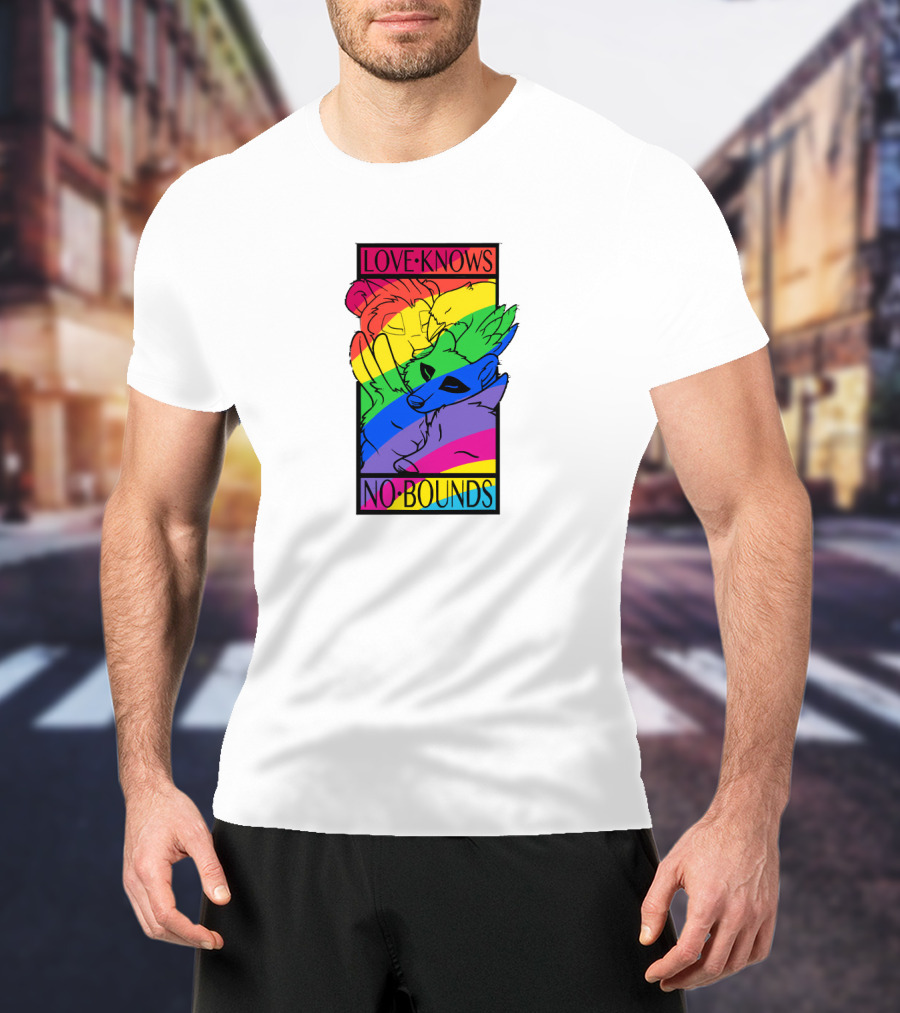 Love Knows No Bounds Rainbow Animal Embrace T-Shirt