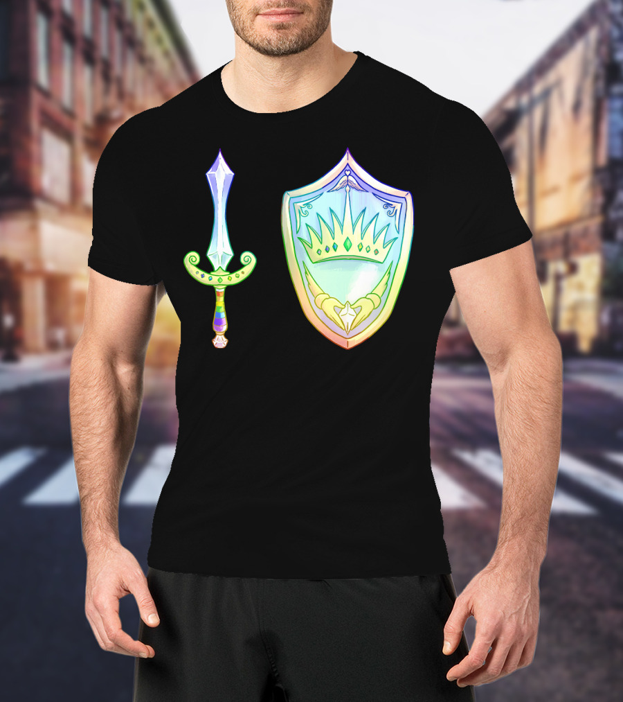 Rainbow Armory Crystal Sword Shield Crown T-Shirt