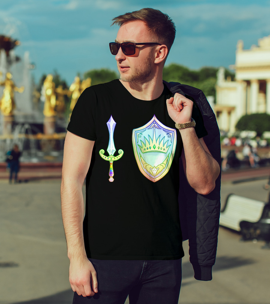 Rainbow Armory Crystal Sword Shield Crown T-Shirt