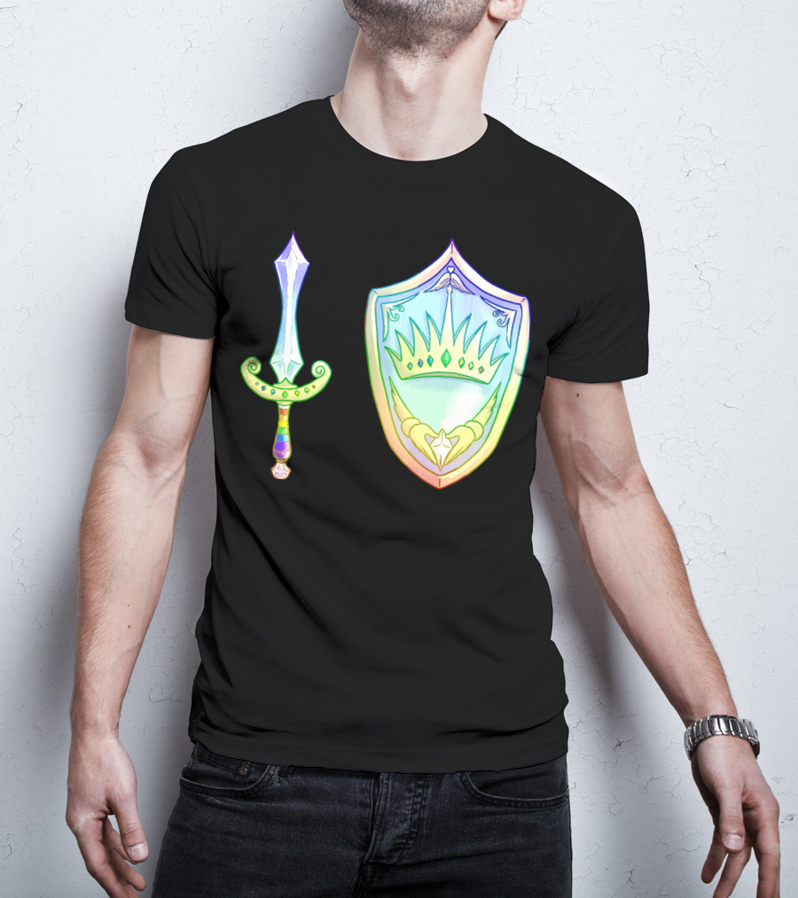 Rainbow Armory Crystal Sword Shield Crown T-Shirt
