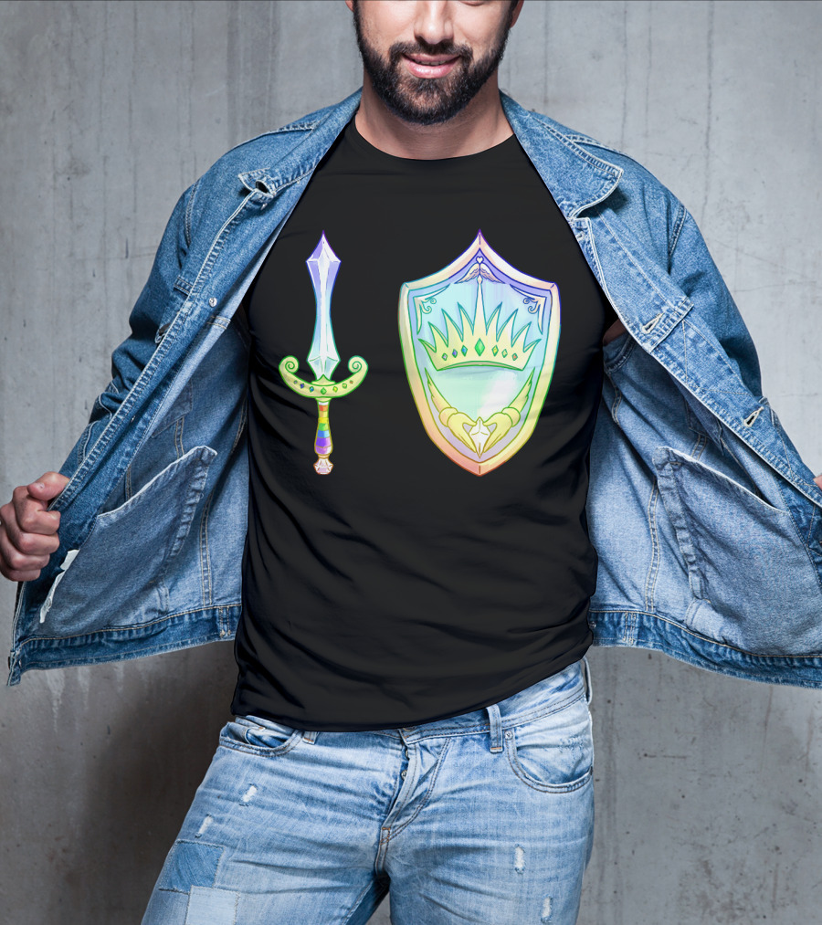 Rainbow Armory Crystal Sword Shield Crown T-Shirt