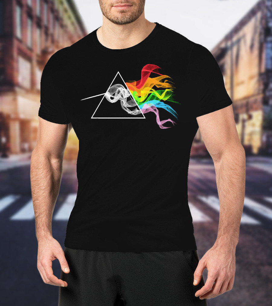 Smoking Dark Side Of The Moon Prism Rainbow Smoke T-Shirt