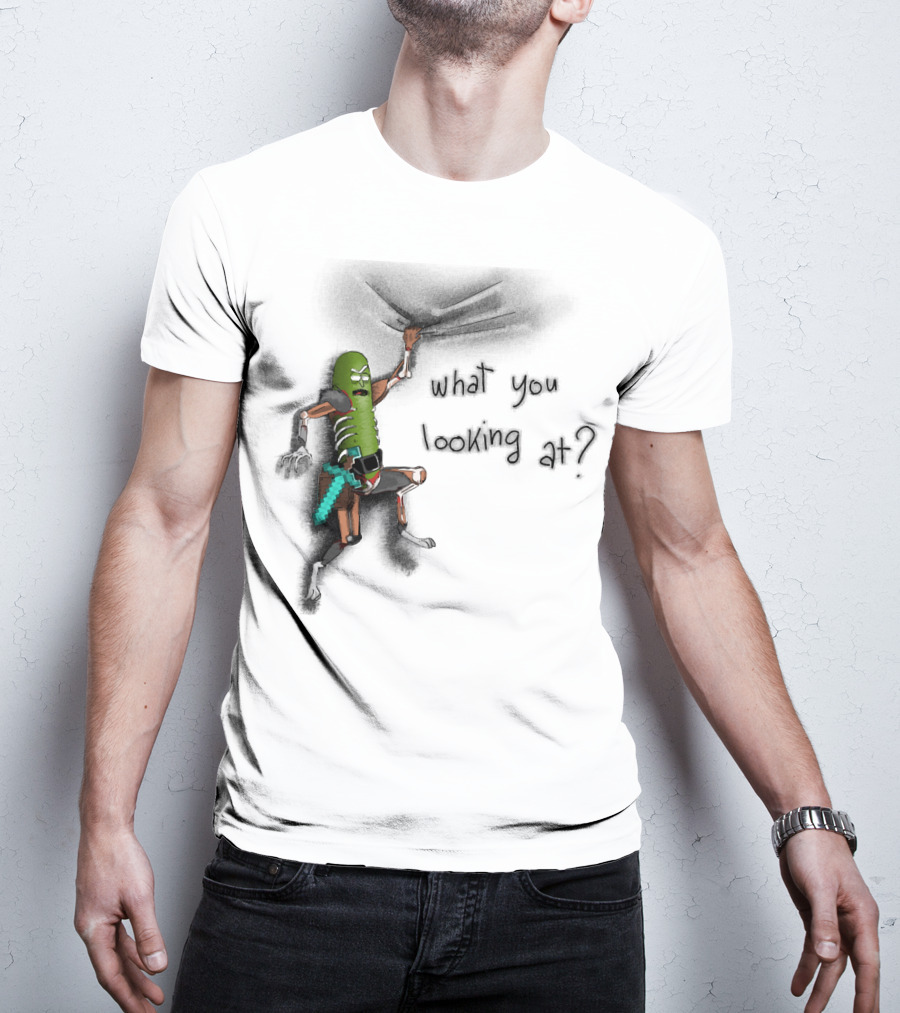 What You Looking At Pickle Rick Adventure T-Shirt