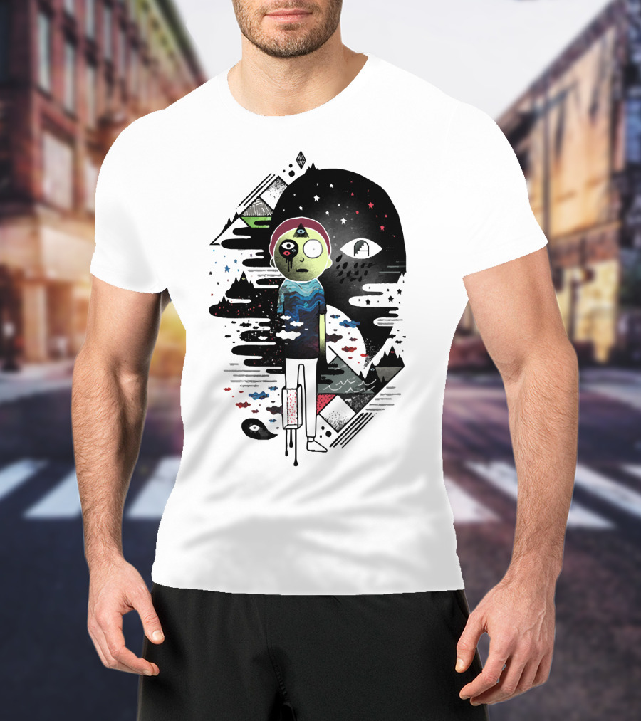 Inner Dimensional Morty Surreal Cosmic Exploration With Third Eye And Galaxy Elements T-Shirt