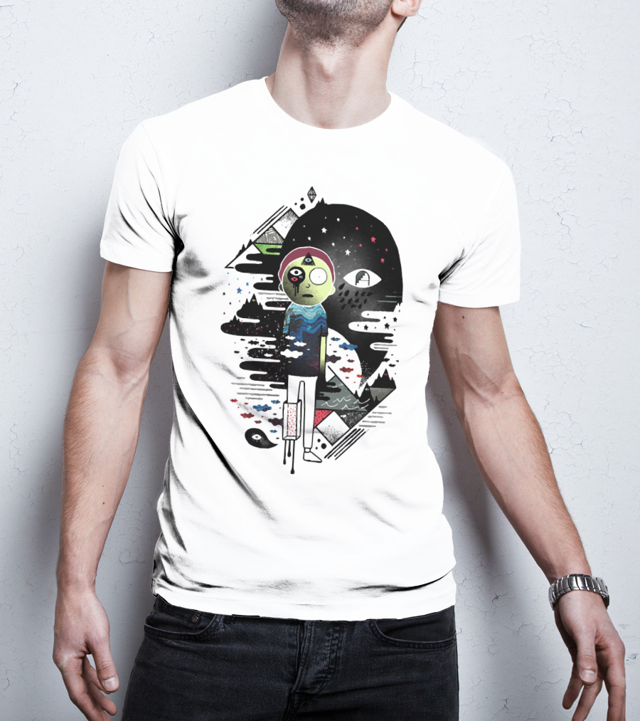 Inner Dimensional Morty Surreal Cosmic Exploration With Third Eye And Galaxy Elements T-Shirt
