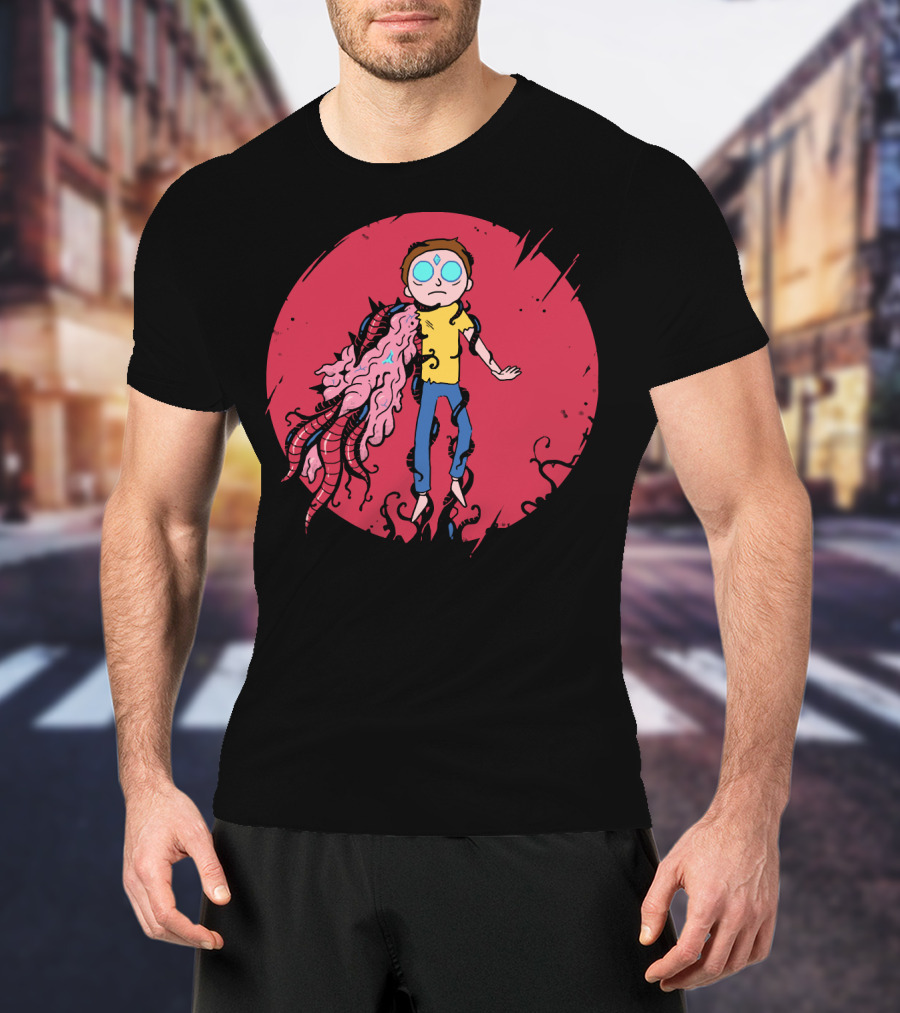Anime Morty Tentacle Transformation Red Circle Background T-Shirt