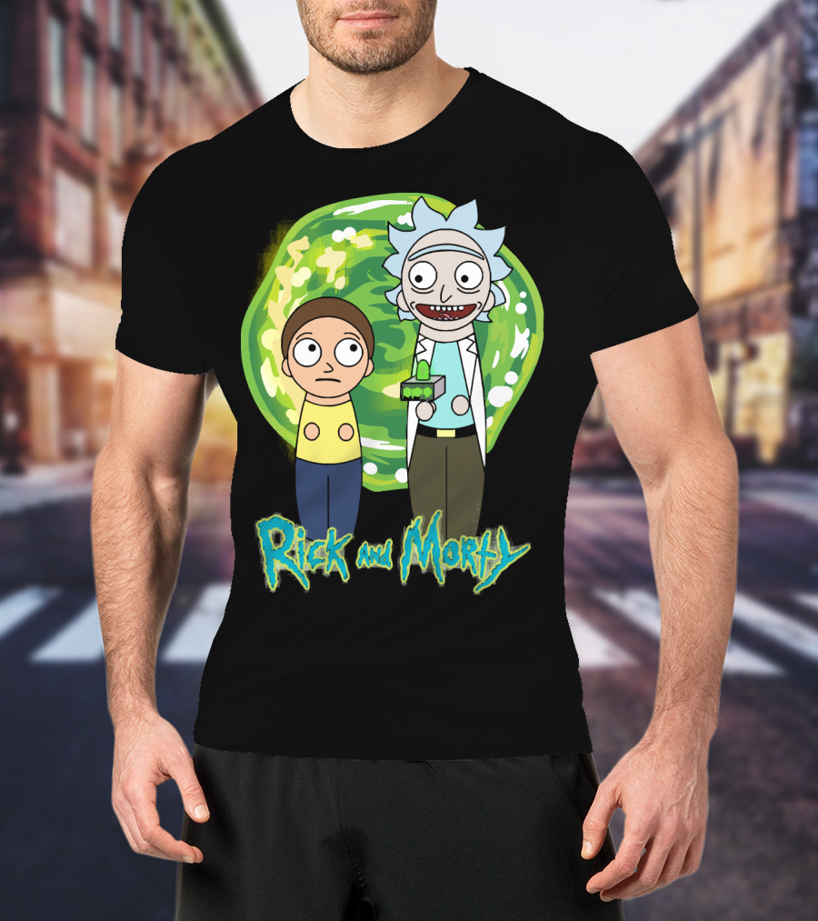 Rick And Morty Green Portal Cute Characters T-Shirt