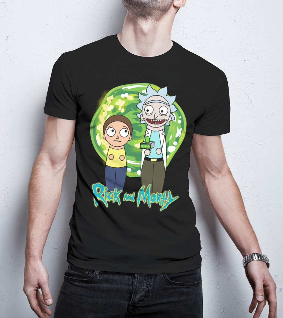 Rick And Morty Green Portal Cute Characters T-Shirt