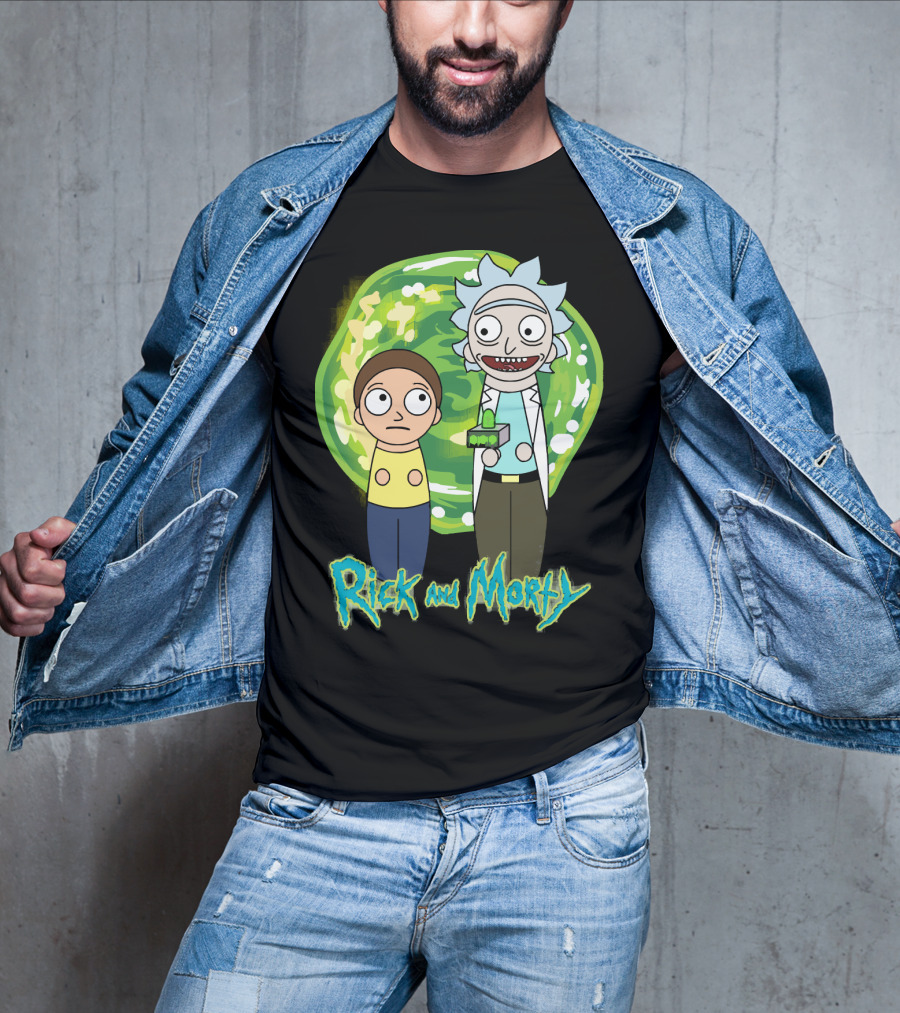 Rick And Morty Green Portal Cute Characters T-Shirt