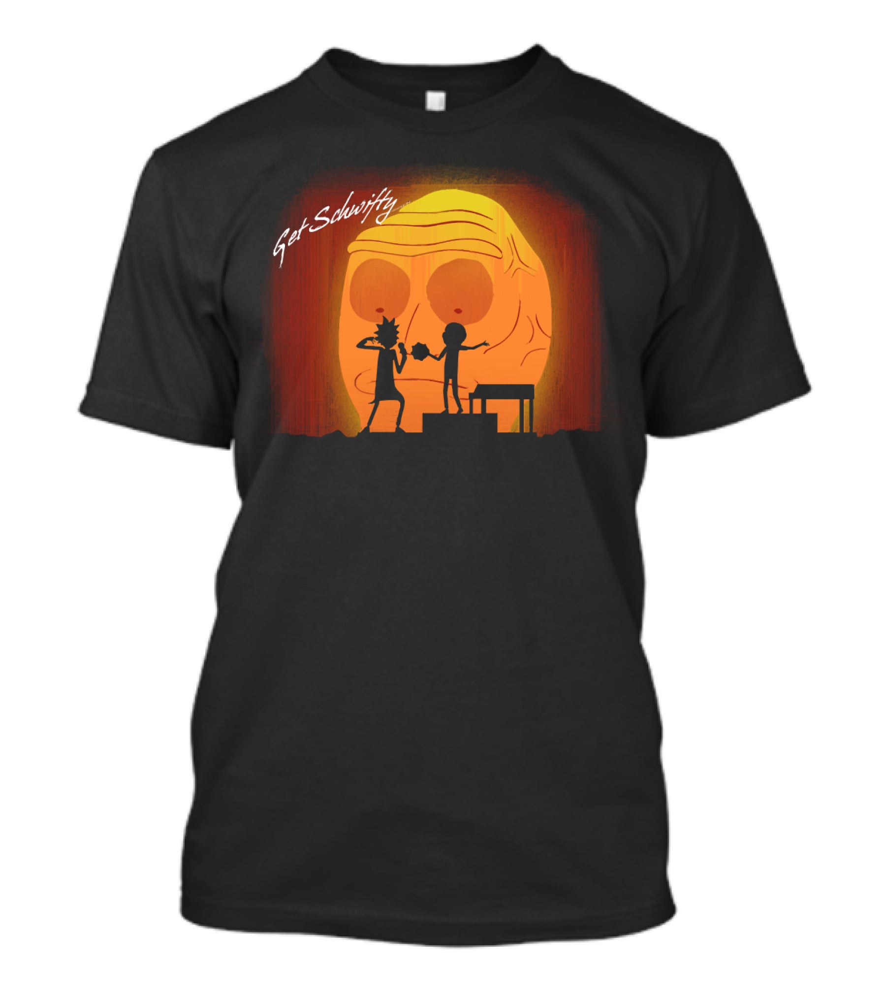 Get Schwifty Rick And Morty Concert Silhouette Against Giant Head T-Shirt