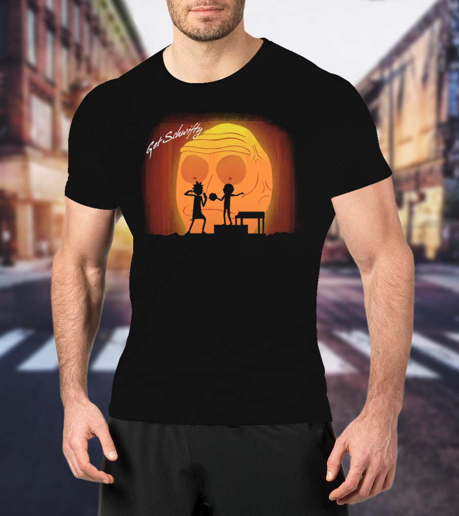 Get Schwifty Rick And Morty Concert Silhouette Against Giant Head T-Shirt