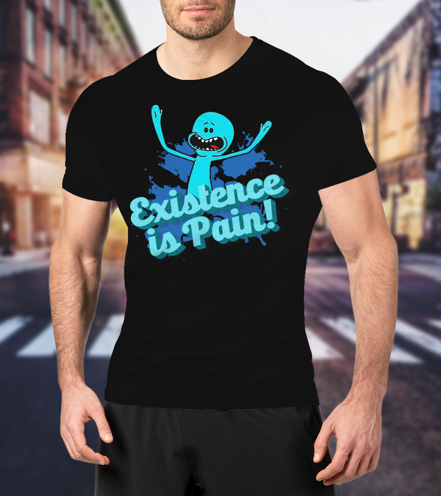 Mr. Meeseeks Existence Is Pain Blue Paint T-Shirt