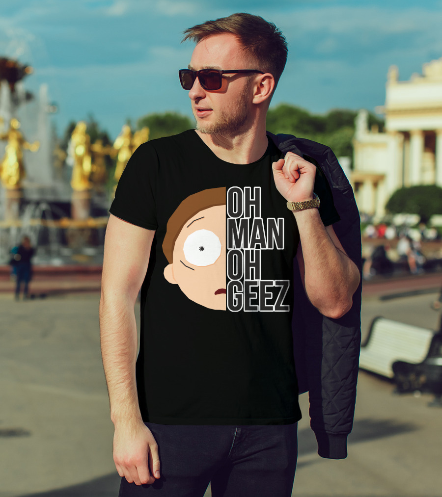 Oh Man Oh Geez Morty Split Face T-Shirt