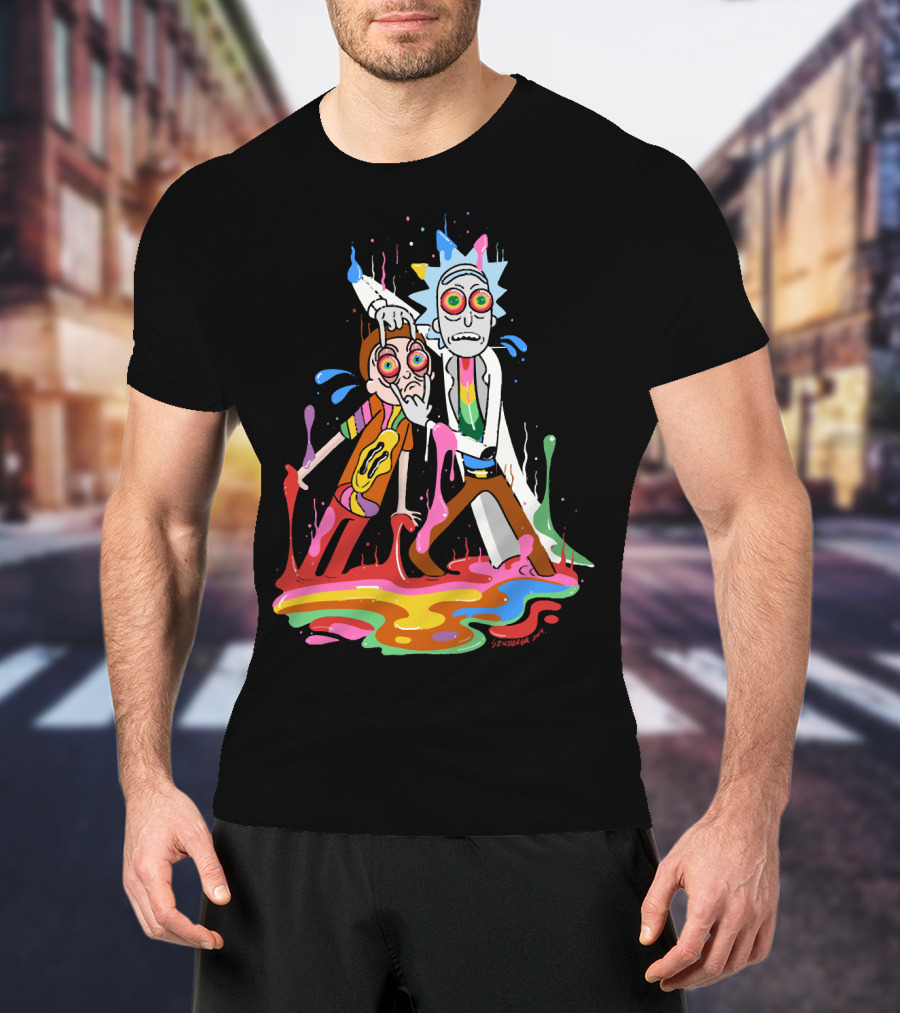 Rick Morty Tripp Psychedelic Adventure With Colorful Melting Portal T-Shirt