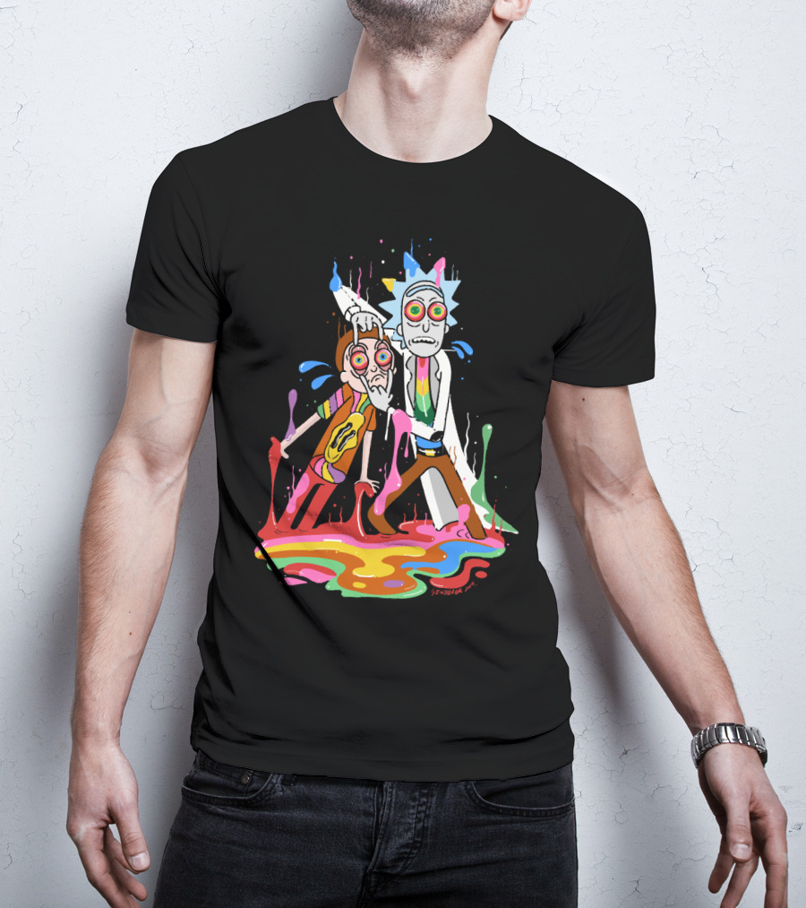 Rick Morty Tripp Psychedelic Adventure With Colorful Melting Portal T-Shirt