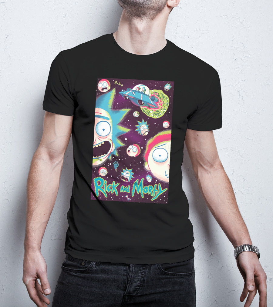 Rick And Morty Galaxy Adventure Cartoon Spaceship Outer Space 3-3-6 T-Shirt