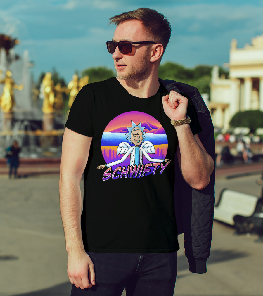 Rick And Morty Schwifty Angel Wings Psychedelic Sunset T-Shirt