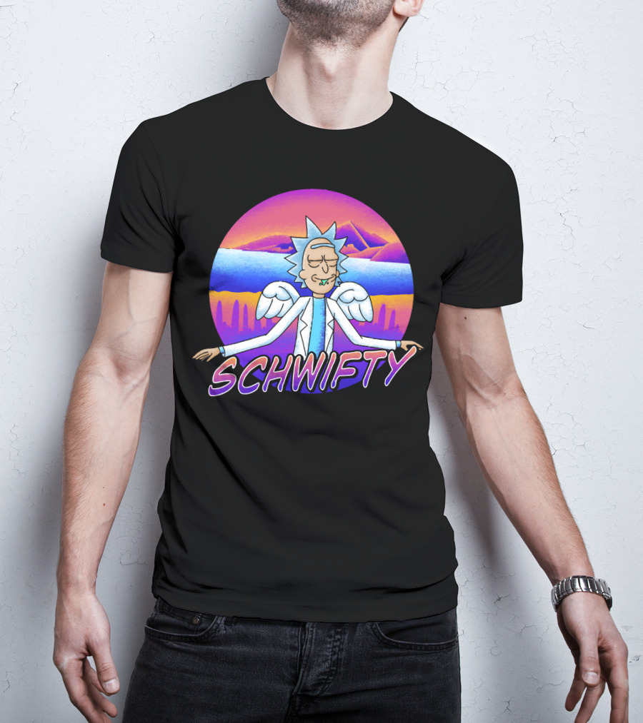 Rick And Morty Schwifty Angel Wings Psychedelic Sunset T-Shirt