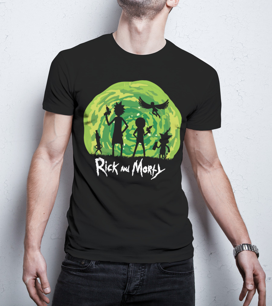 Rick And Morty Schwifty Patrol Silhouette Portal Adventure T-Shirt