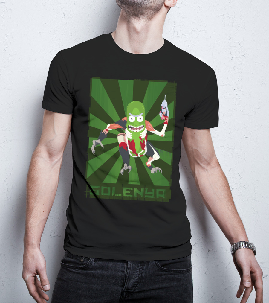 SOLENYA Mutant Pickle Character With Tools And Green Background T-Shirt