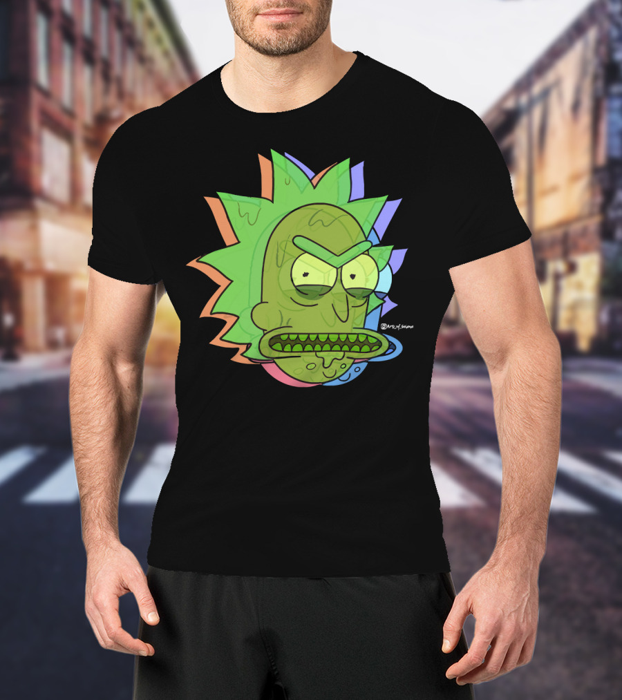 Toxic Rick Slime Face Multicolor Portal Fan T-Shirt
