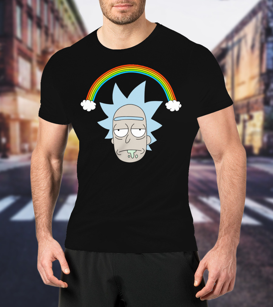 Rick Head With Rainbow And Clouds T-Shirt