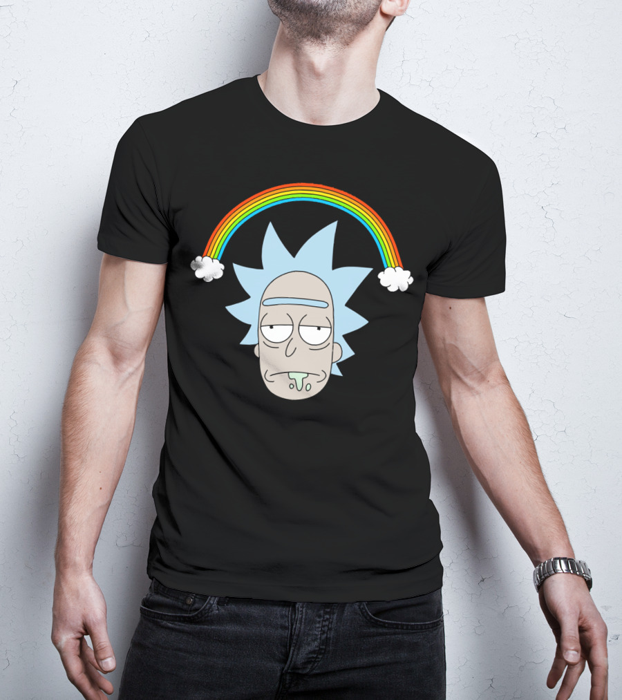 Rick Head With Rainbow And Clouds T-Shirt