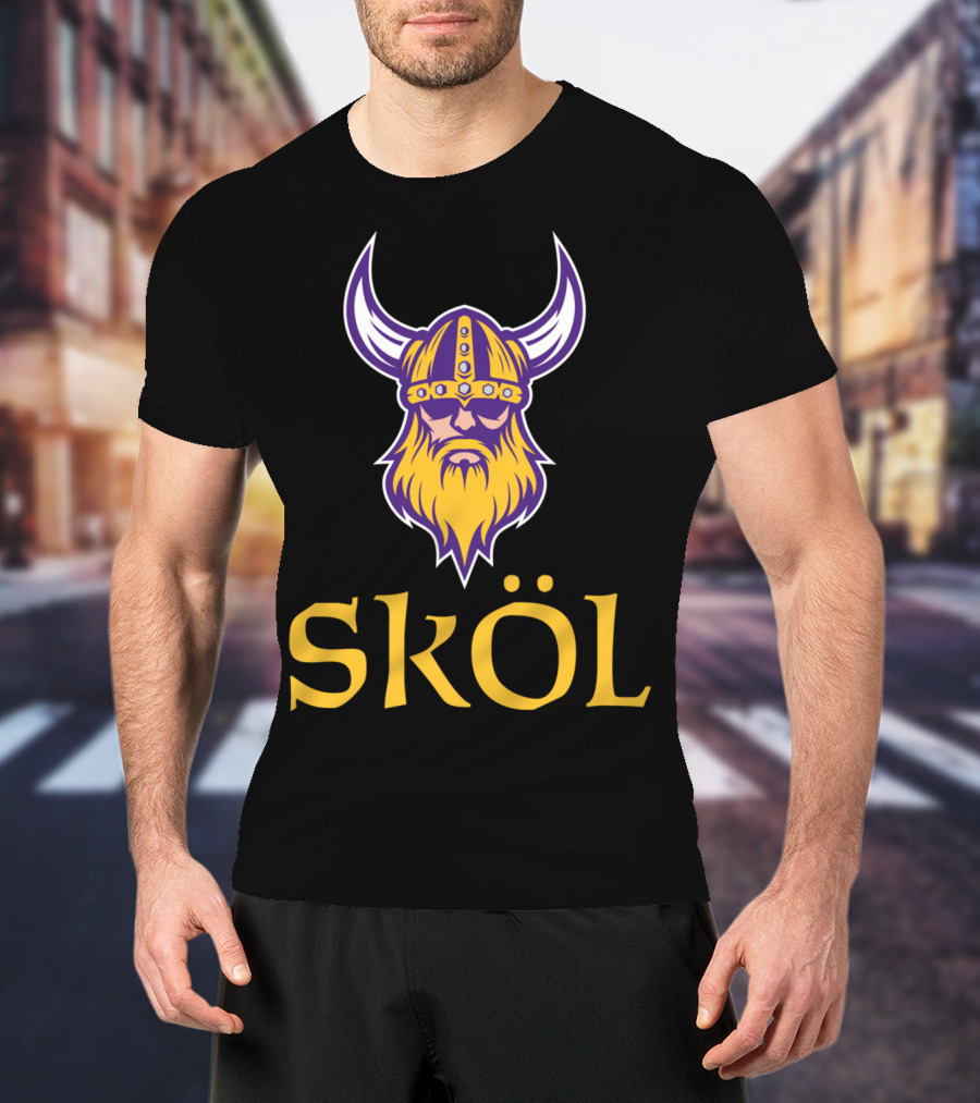 SKOL Viking Scandinavia Nordic Warrior Helmet With Horns T-Shirt