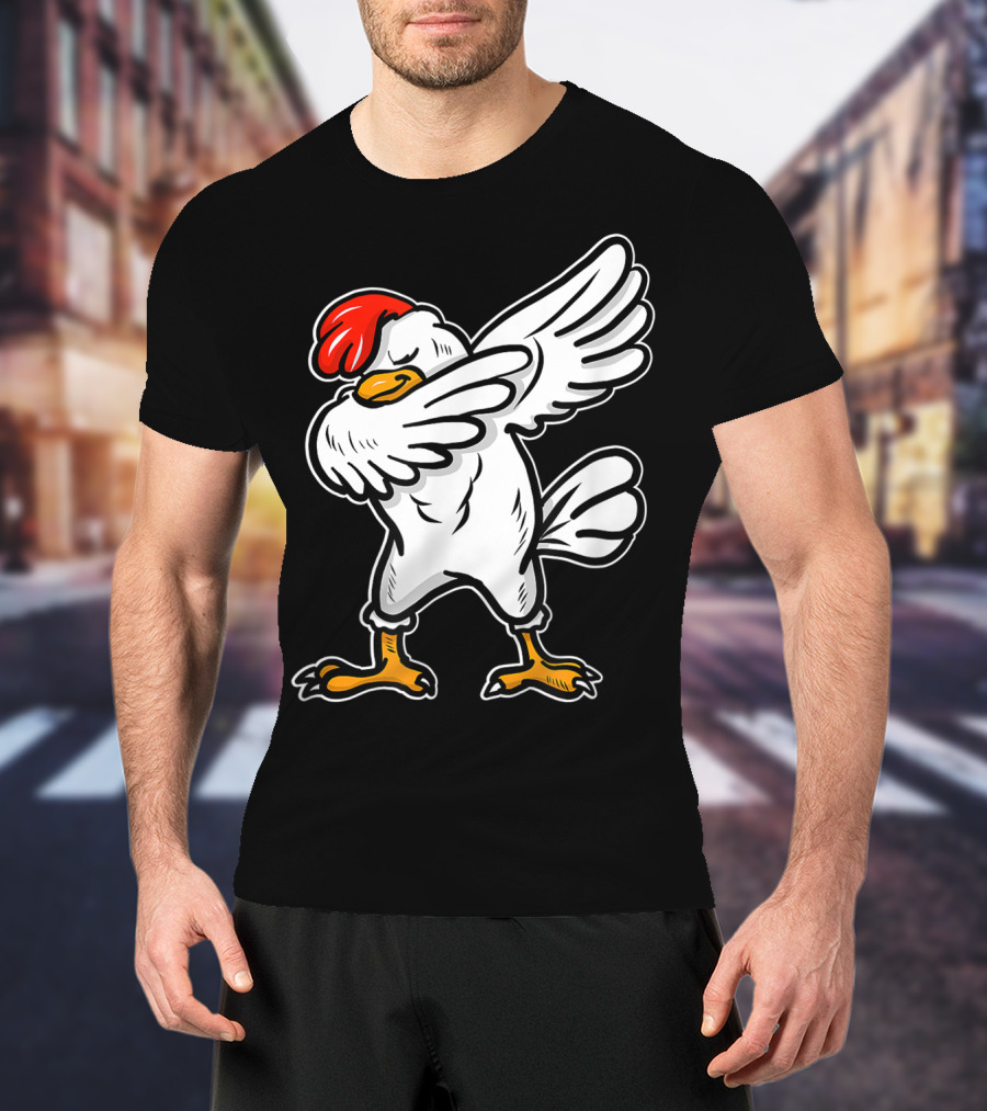 Dabbing Chicken Icon With Red Comb And White Feathers T-Shirt