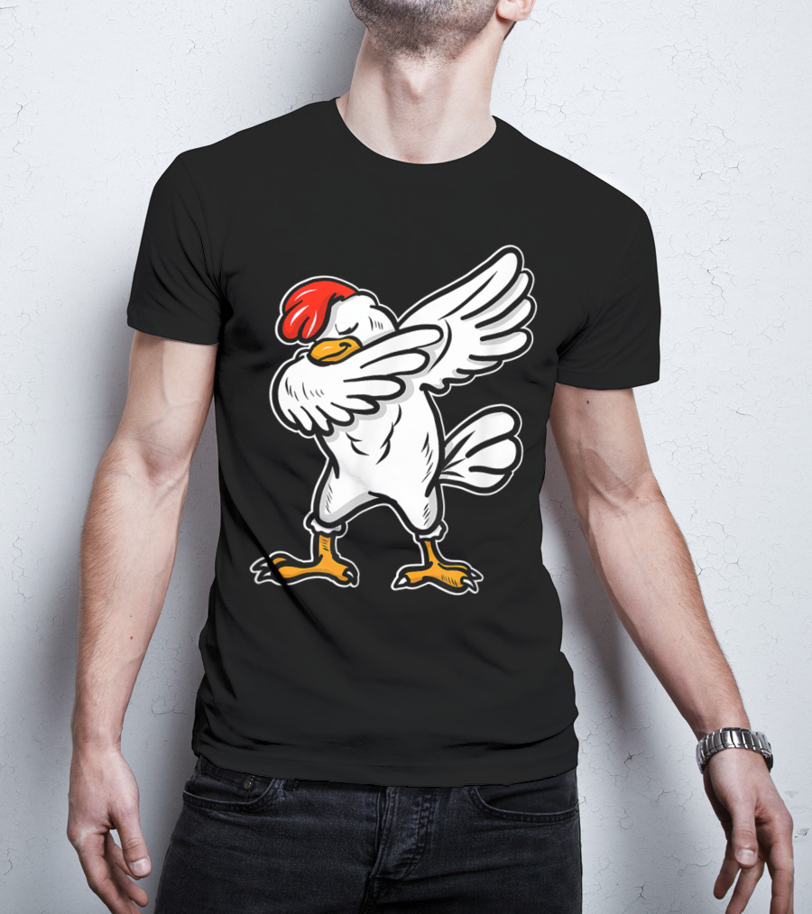 Dabbing Chicken Icon With Red Comb And White Feathers T-Shirt