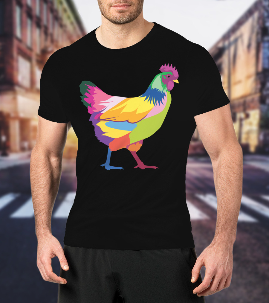 Colorful Rainbow Chicken Hen For Mama T-Shirt
