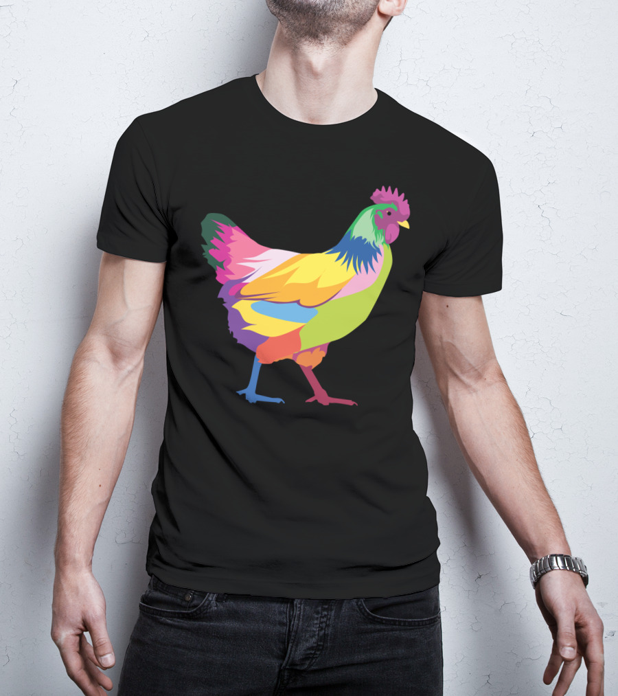 Colorful Rainbow Chicken Hen For Mama T-Shirt